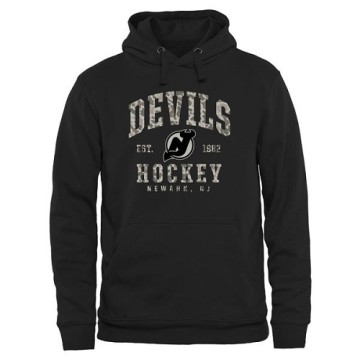 Men's New Jersey Devils Camo Stack Pullover Hoodie - Black