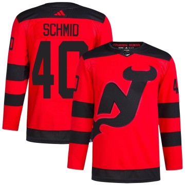 Authentic Adidas Men's Akira Schmid New Jersey Devils 2024 Stadium Series Primegreen Jersey - Red