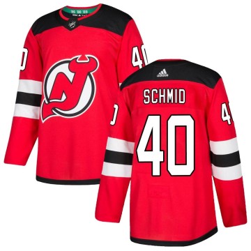 Authentic Adidas Men's Akira Schmid New Jersey Devils Home Jersey - Red
