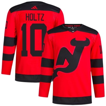 Authentic Adidas Men's Alexander Holtz New Jersey Devils 2024 Stadium Series Primegreen Jersey - Red