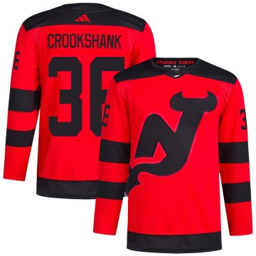 Authentic Adidas Men's Angus Crookshank New Jersey Devils 2024 Stadium Series Primegreen Jersey - Red