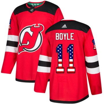 Authentic Adidas Men's Brian Boyle New Jersey Devils USA Flag Fashion Jersey - Red
