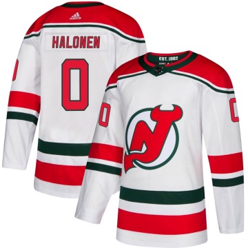 Authentic Adidas Men's Brian Halonen New Jersey Devils Alternate Jersey - White