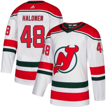 Authentic Adidas Men's Brian Halonen New Jersey Devils Alternate Jersey - White