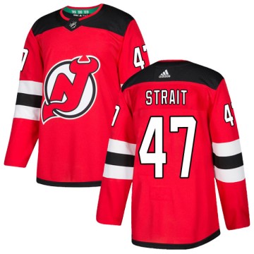 Authentic Adidas Men's Brian Strait New Jersey Devils Home Jersey - Red
