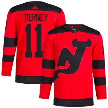 Authentic Adidas Men's Chris Tierney New Jersey Devils 2024 Stadium Series Primegreen Jersey - Red