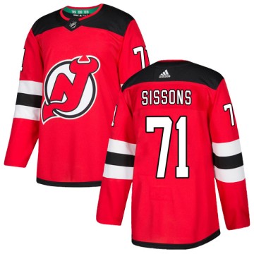 Authentic Adidas Men's Colby Sissons New Jersey Devils Home Jersey - Red