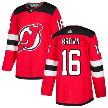 Authentic Adidas Men's Connor Brown New Jersey Devils Home Jersey - Red