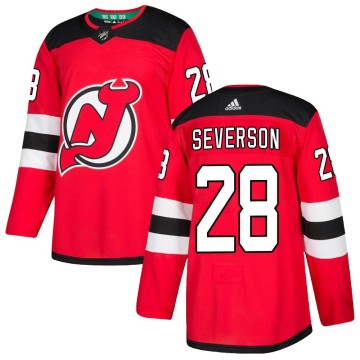 Authentic Adidas Men's Damon Severson New Jersey Devils Home Jersey - Red