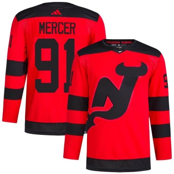 Authentic Adidas Men's Dawson Mercer New Jersey Devils 2024 Stadium Series Primegreen Jersey - Red