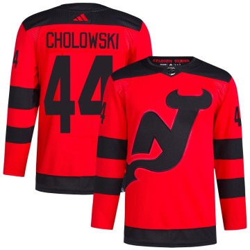 Authentic Adidas Men's Dennis Cholowski New Jersey Devils 2024 Stadium Series Primegreen Jersey - Red