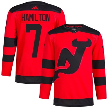 Authentic Adidas Men's Dougie Hamilton New Jersey Devils 2024 Stadium Series Primegreen Jersey - Red