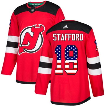 Authentic Adidas Men's Drew Stafford New Jersey Devils USA Flag Fashion Jersey - Red