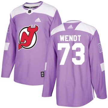 Authentic Adidas Men's Dylan Wendt New Jersey Devils Fights Cancer Practice Jersey - Purple