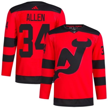 Authentic Adidas Men's Jake Allen New Jersey Devils 2024 Stadium Series Primegreen Jersey - Red