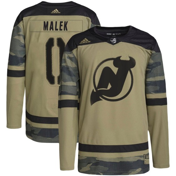 Authentic Adidas Men's Jakub Malek New Jersey Devils Military Appreciation Practice Jersey - Camo