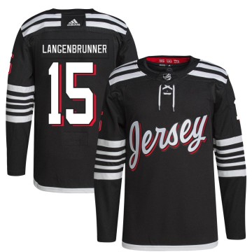 Authentic Adidas Men's Jamie Langenbrunner New Jersey Devils 2021/22 Alternate Primegreen Pro Player Jersey - Black