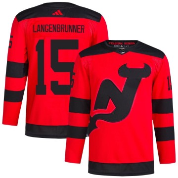 Authentic Adidas Men's Jamie Langenbrunner New Jersey Devils 2024 Stadium Series Primegreen Jersey - Red