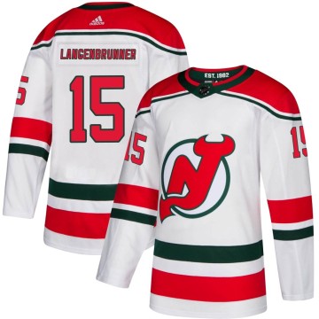 Authentic Adidas Men's Jamie Langenbrunner New Jersey Devils Alternate Jersey - White