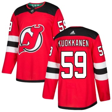 Authentic Adidas Men's Janne Kuokkanen New Jersey Devils Home Jersey - Red