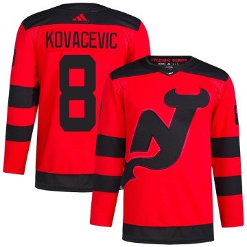 Authentic Adidas Men's Johnathan Kovacevic New Jersey Devils 2024 Stadium Series Primegreen Jersey - Red