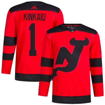 Authentic Adidas Men's Keith Kinkaid New Jersey Devils 2024 Stadium Series Primegreen Jersey - Red