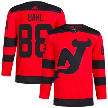 Authentic Adidas Men's Kevin Bahl New Jersey Devils 2024 Stadium Series Primegreen Jersey - Red