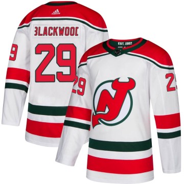 Authentic Adidas Men's MacKenzie Blackwood New Jersey Devils Mackenzie Blackwood Alternate Jersey - White