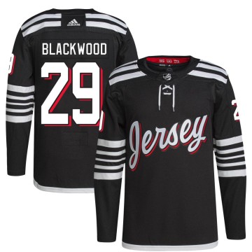 Authentic Adidas Men's MacKenzie Blackwood New Jersey Devils Mackenzie wood 2021/22 Alternate Primegreen Pro Player Jersey - Bla