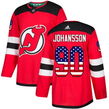 Authentic Adidas Men's Marcus Johansson New Jersey Devils USA Flag Fashion Jersey - Red