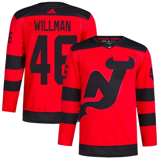 Authentic Adidas Men's Max Willman New Jersey Devils 2024 Stadium Series Primegreen Jersey - Red
