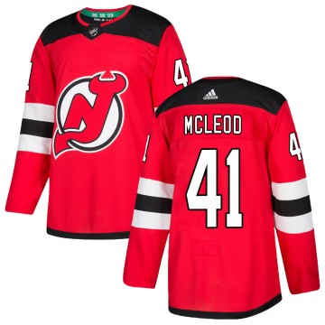 Authentic Adidas Men's Michael McLeod New Jersey Devils ized Home Jersey - Red