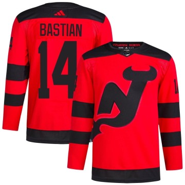 Authentic Adidas Men's Nathan Bastian New Jersey Devils 2024 Stadium Series Primegreen Jersey - Red