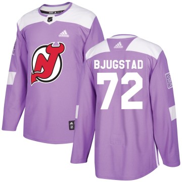 Authentic Adidas Men's Nick Bjugstad New Jersey Devils Fights Cancer Practice Jersey - Purple
