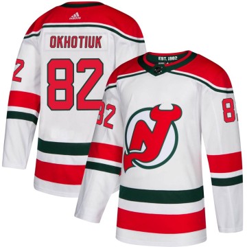 Authentic Adidas Men's Nikita Okhotiuk New Jersey Devils Alternate Jersey - White
