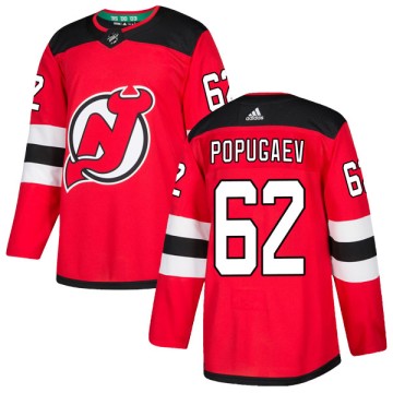 Authentic Adidas Men's Nikita Popugaev New Jersey Devils Home Jersey - Red