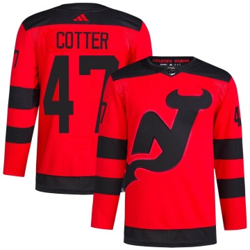 Authentic Adidas Men's Paul Cotter New Jersey Devils 2024 Stadium Series Primegreen Jersey - Red
