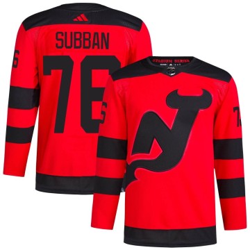 Authentic Adidas Men's P.K. Subban New Jersey Devils 2024 Stadium Series Primegreen Jersey - Red