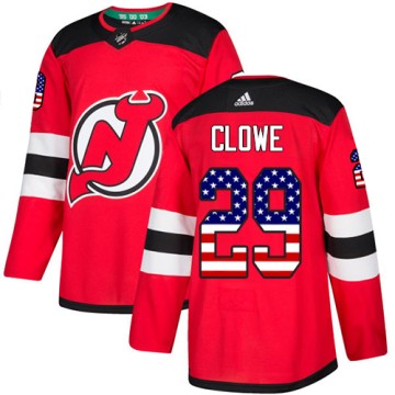 Authentic Adidas Men's Ryane Clowe New Jersey Devils USA Flag Fashion Jersey - Red