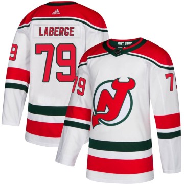 Authentic Adidas Men's Samuel Laberge New Jersey Devils Alternate Jersey - White