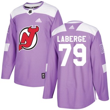 Authentic Adidas Men's Samuel Laberge New Jersey Devils Fights Cancer Practice Jersey - Purple