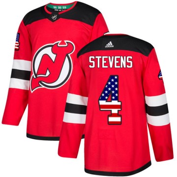 Authentic Adidas Men's Scott Stevens New Jersey Devils USA Flag Fashion Jersey - Red