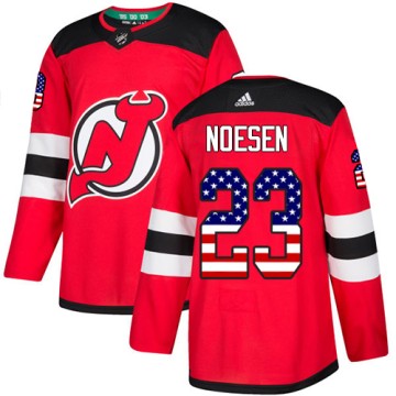 Authentic Adidas Men's Stefan Noesen New Jersey Devils USA Flag Fashion Jersey - Red