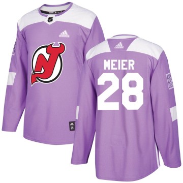 Authentic Adidas Men's Timo Meier New Jersey Devils Fights Cancer Practice Jersey - Purple