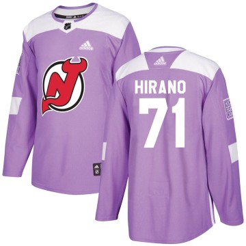 Authentic Adidas Men's Yushiroh Hirano New Jersey Devils Fights Cancer Practice Jersey - Purple