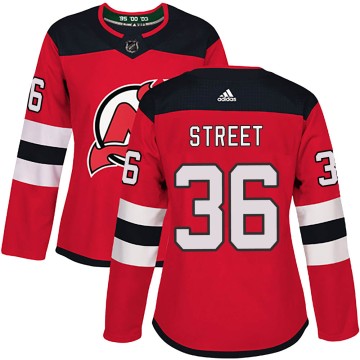 Authentic Adidas Women's Ben Street New Jersey Devils Home Jersey - Red