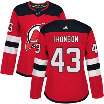 Authentic Adidas Women's Ben Thomson New Jersey Devils Home Jersey - Red