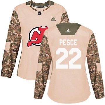 Authentic Adidas Women's Brett Pesce New Jersey Devils Veterans Day Practice Jersey - Camo