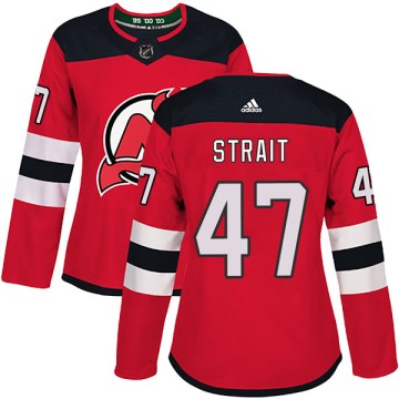 Authentic Adidas Women's Brian Strait New Jersey Devils Home Jersey - Red