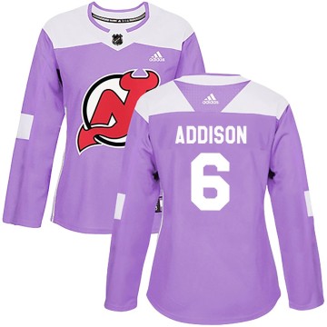 Authentic Adidas Women's Calen Addison New Jersey Devils Fights Cancer Practice Jersey - Purple
